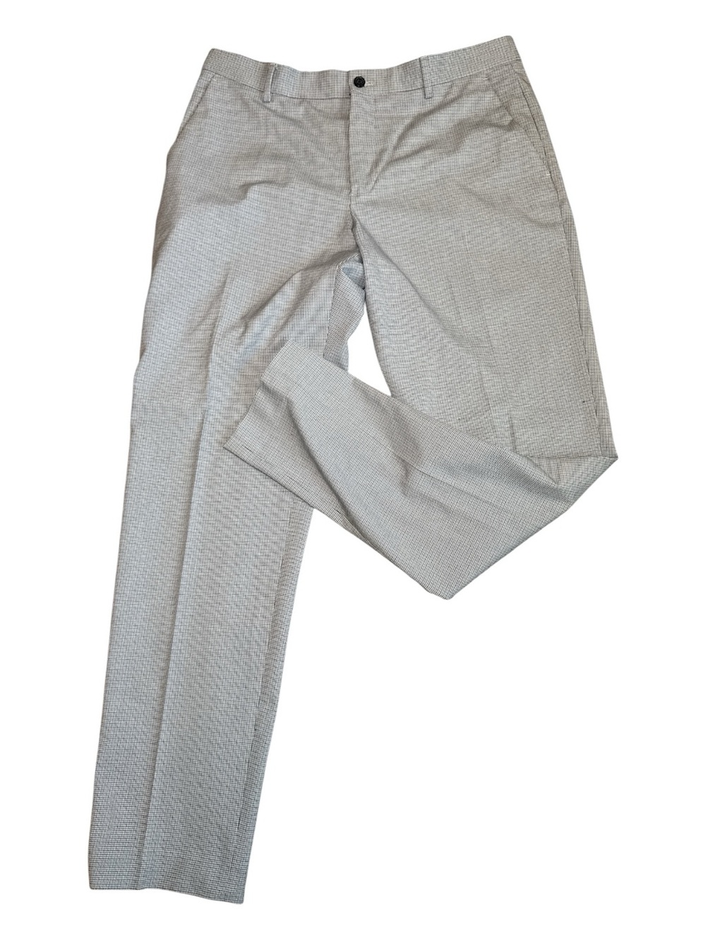 Zara Men's Light Gray 32x32 Houndstooth Dress Pants
